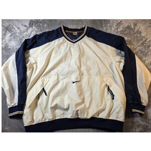 Vintage‎ 90's Nike Windbreaker Pullover Mens XXL Cream Navy Blue Sportswear